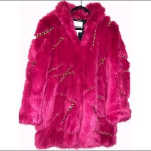 Pink Gold Faux Fur Coat